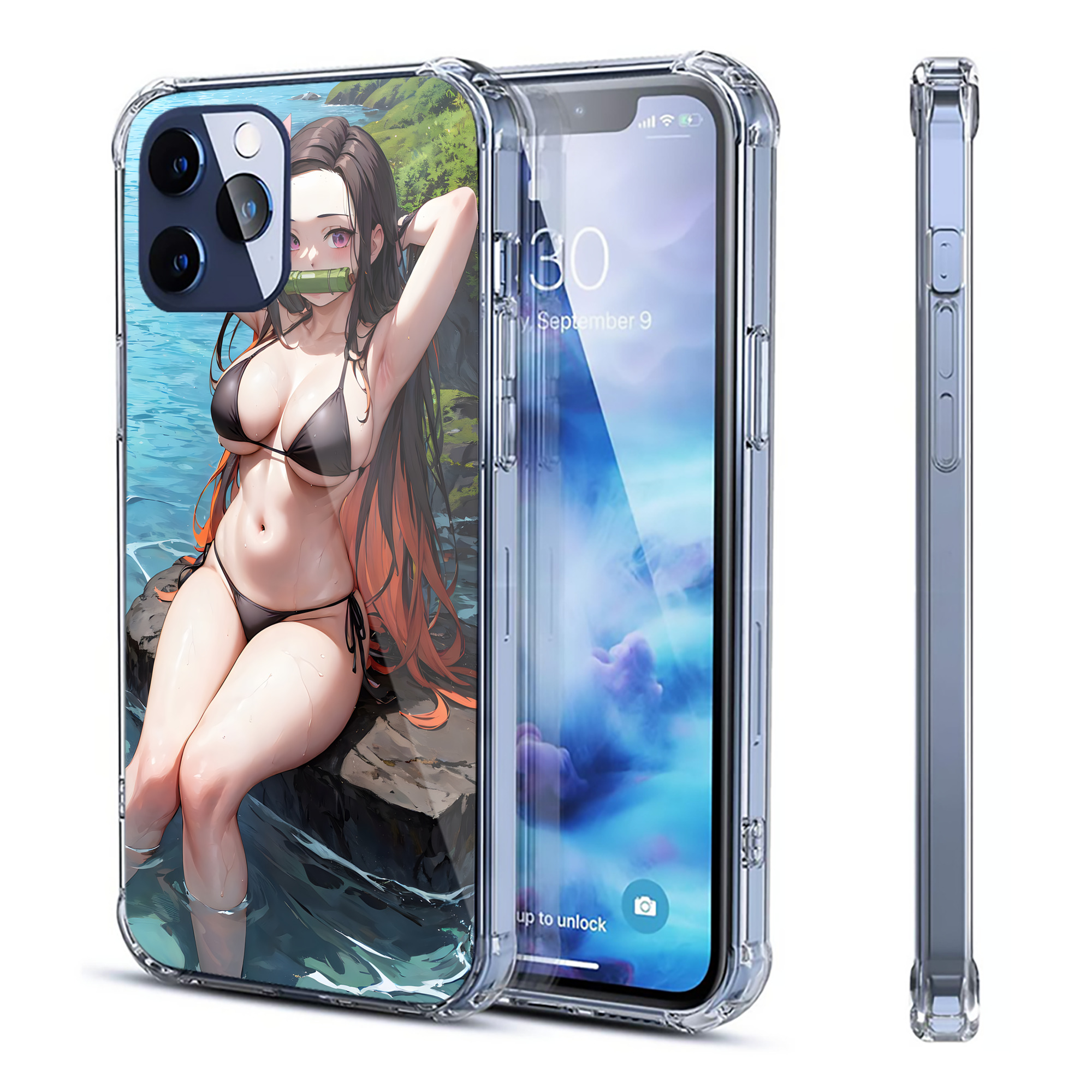 （画像用） 鬼滅の刃（きめつのやいば）竈門 禰󠄀豆子／かまど ねずこ Kamado Nezuko 【iPhone 12シリーズ対応】透明スマホケース（クリアソフトケース）